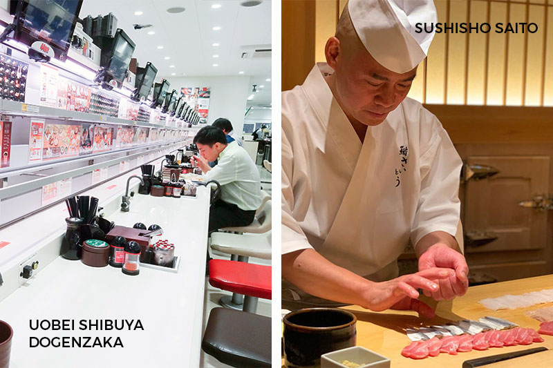 Guide to Tokyo Best Sushi Uobei Shibuya Dogenzaka Sushisho Saito