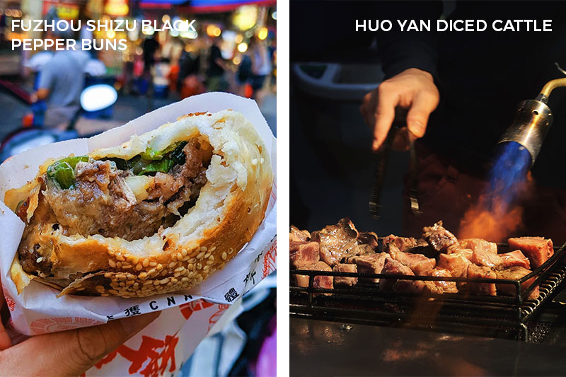 Best Street Foods in Taipei Night Markets Huo Yan Diced Cattle Fuzhou Shizu Black Pepper Buns