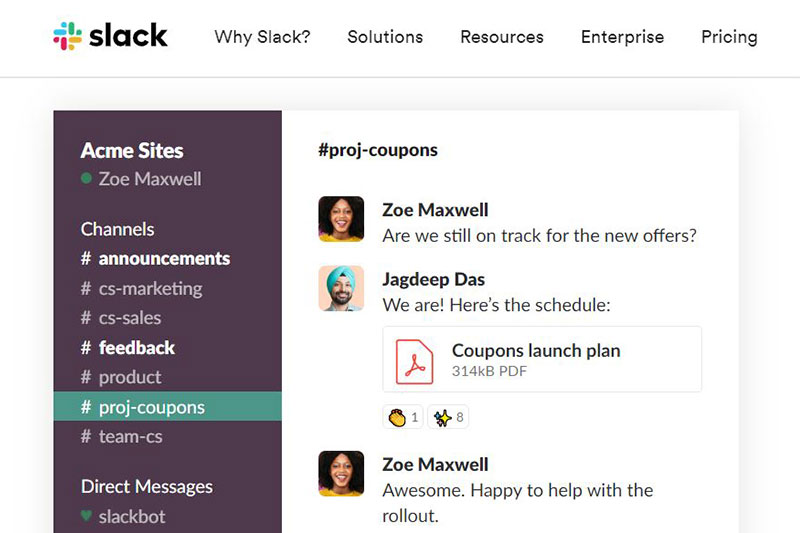 Collaboration Tools for Teams Slack Instant Messaging