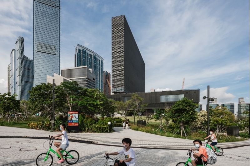 children biking outside M+_Virgile Simon Bertrand_Asia's First Global Museum of Contemporary Culture M+ to Open in Hong Kong in November