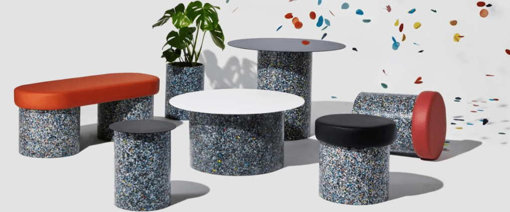 Australia's DesignByThem Innovates in Sustainable Recycled Plastic Confetti Furniture Collection